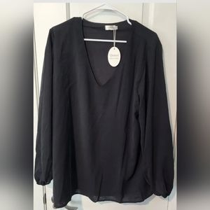 Qearal Women's Pull Over V Neck Blouse Size 2XL